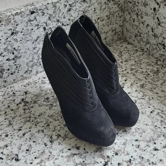 Brian Atwood DASHA Suede Satin Platform Ankle Booties - Picture 10 of 14